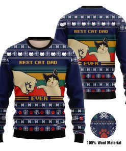 Best Cat Dad Ever Full Printed Christmas Wool Sweater