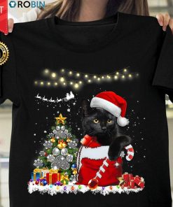 Black Cat - Merry Christmas Gift T Shirt