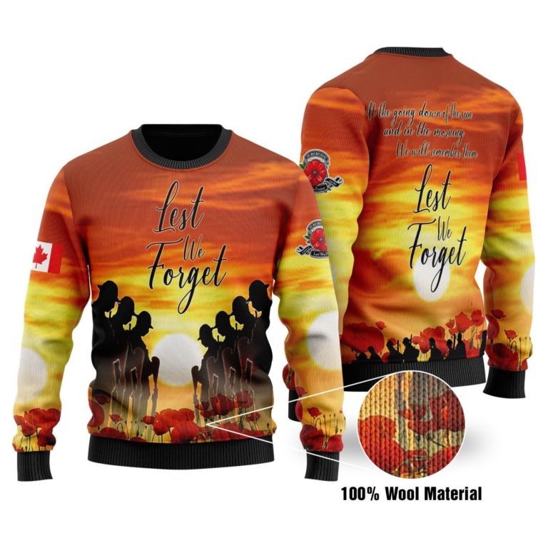 Canadian Veterans Last We Forget Full Printed Christmas Wool Sweater 11112020