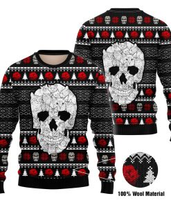 Cat Skull Full Printed Christmas Wool Sweater