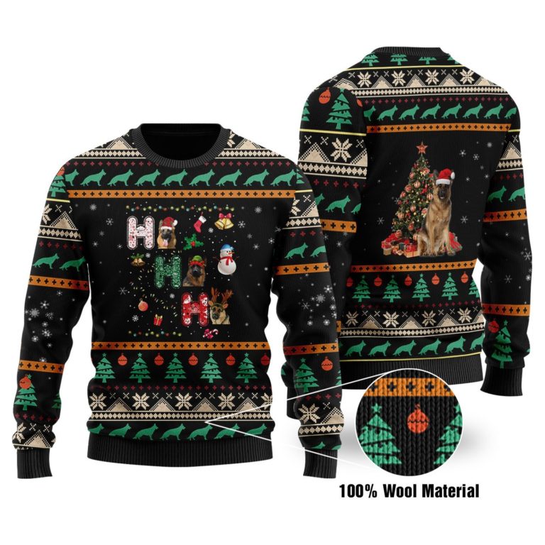 German Shepherd 3D Printed 100% Wool Material Christmas Sweater
