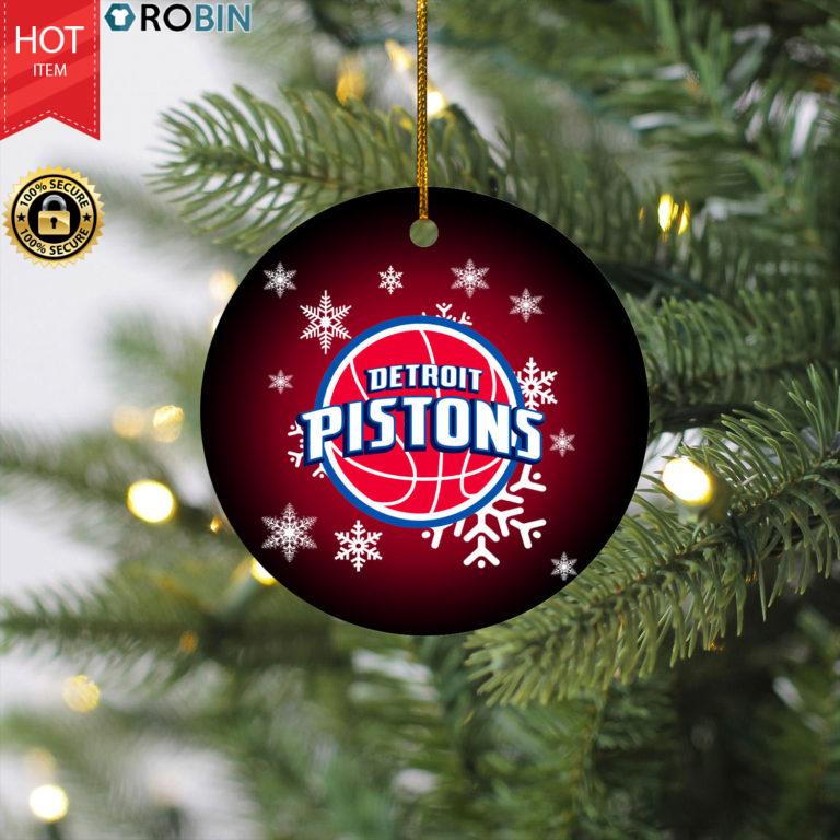 Detroit Pistons Merry Christmas Circle Ornament