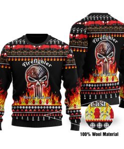 Firefighter Full Printed Christmas Wool Sweater