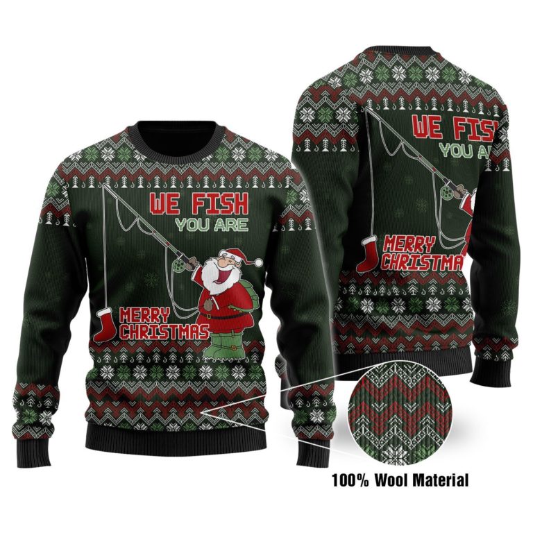 Fishing Love 3D Printed 100% Wool Material Christmas Sweater