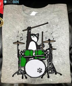 Funny Cat Playing Drums T Shirt
