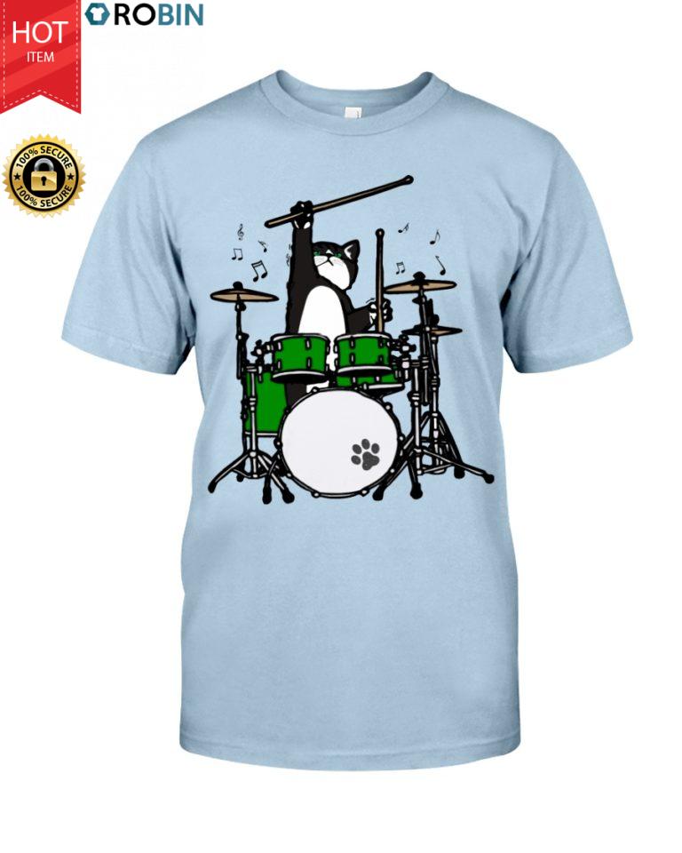 cat playing drums shirt