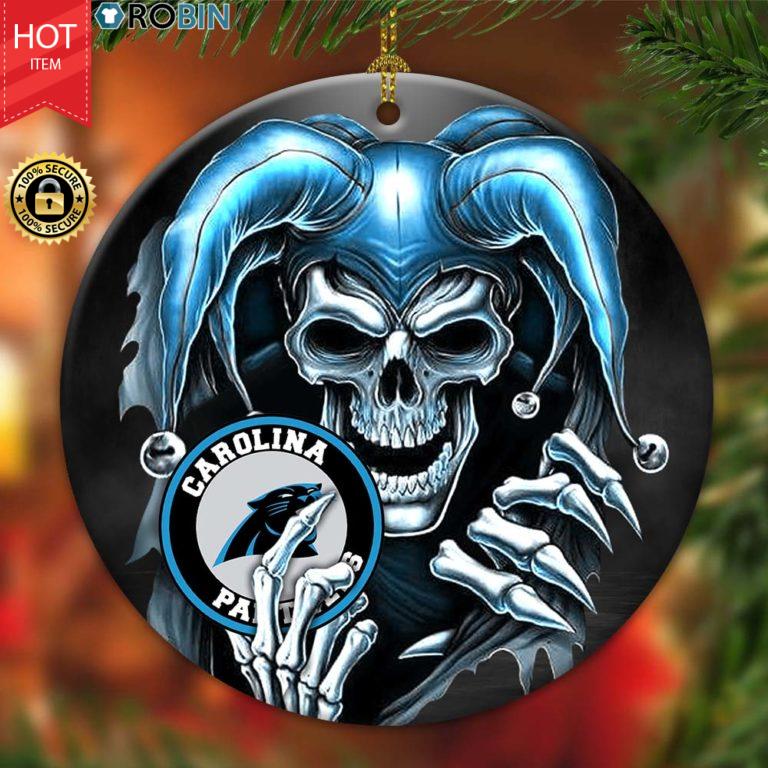 Carolina Panthers Ornament NFL Skull Joker