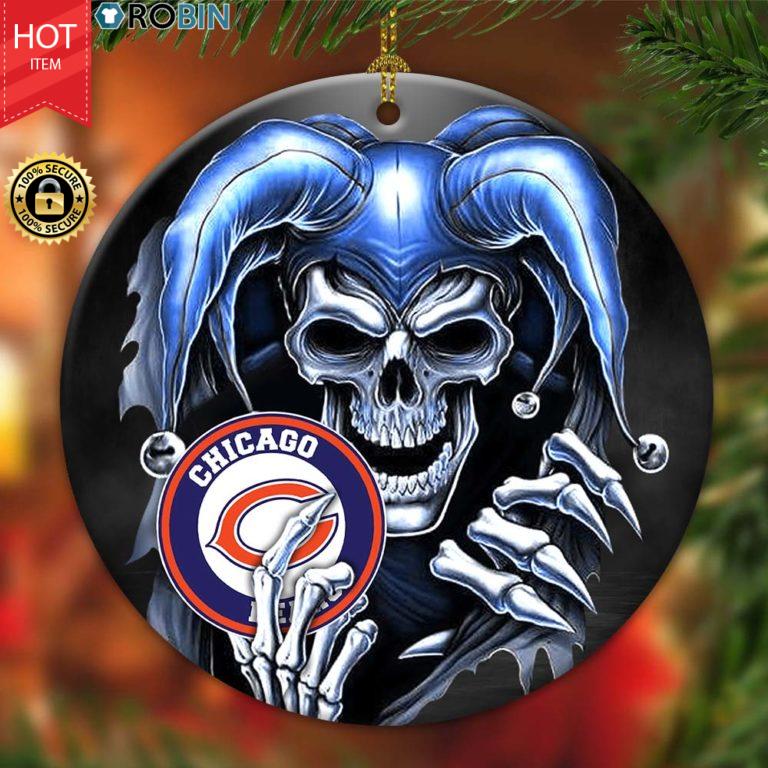 Chicago Bears Ornament NFL Skull Joker
