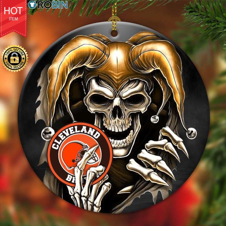 Cleveland Browns Ornament NFL Skull Joker