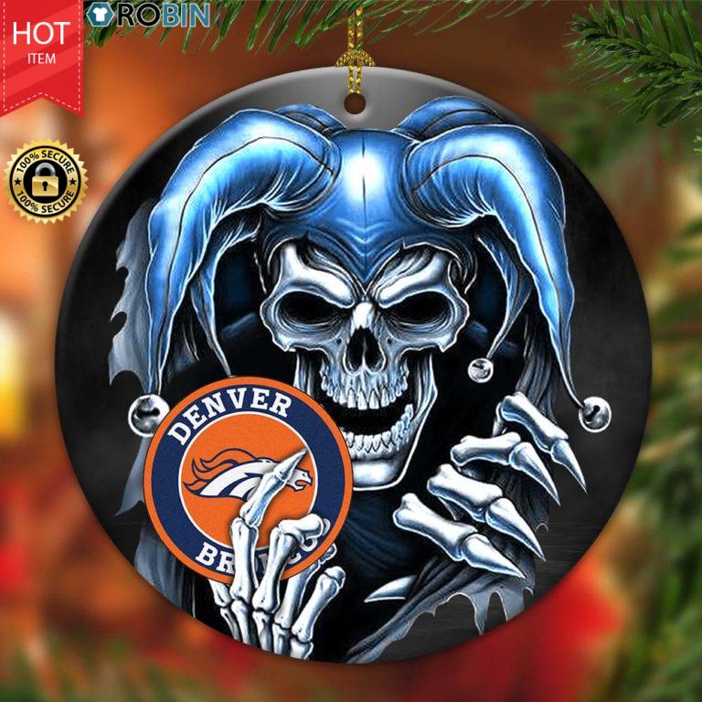 Denver Broncos Ornament NFL Skull Joker