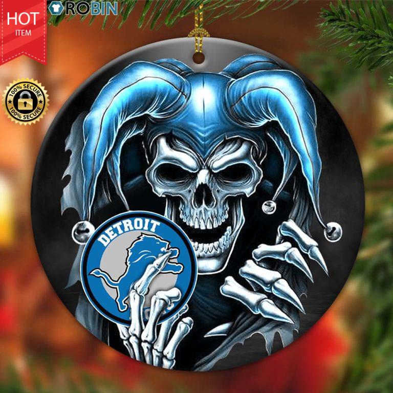 Detroit Lions Ornament NFL Skull Joker
