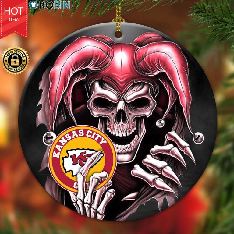 Kansas City Chiefs Ornament NFL Skull Joker