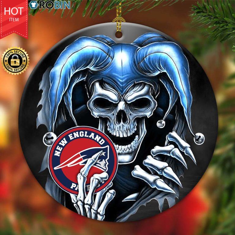 New England Patriots Ornament NFL Skull Joker