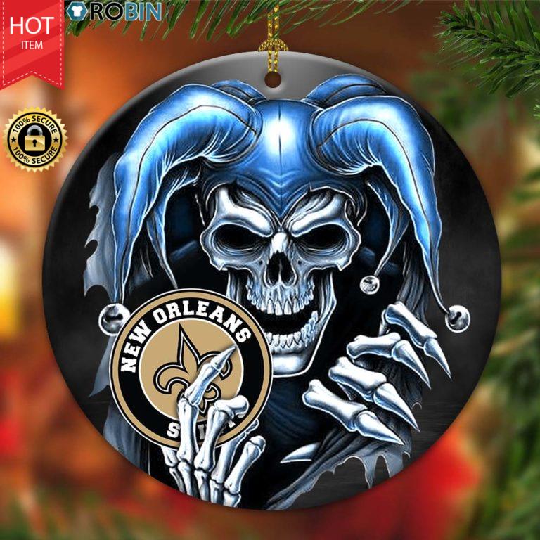 New Orleans Saints Ornament NFL Skull Joker