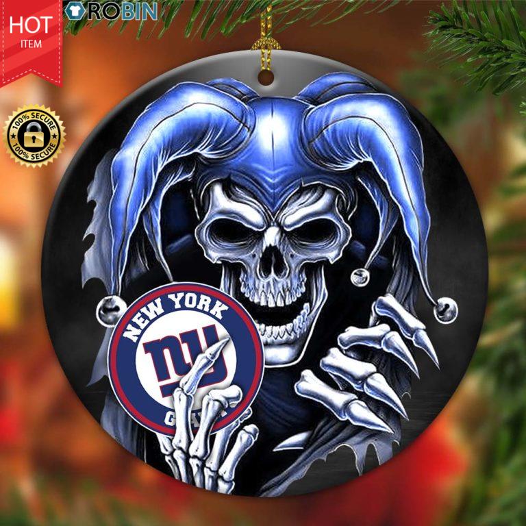 New York Giants Ornament NFL Skull Joker