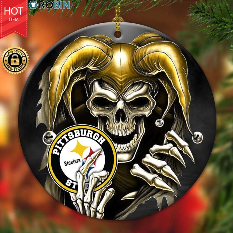 Pittsburgh Steelers Ornament NFL Skull Joker