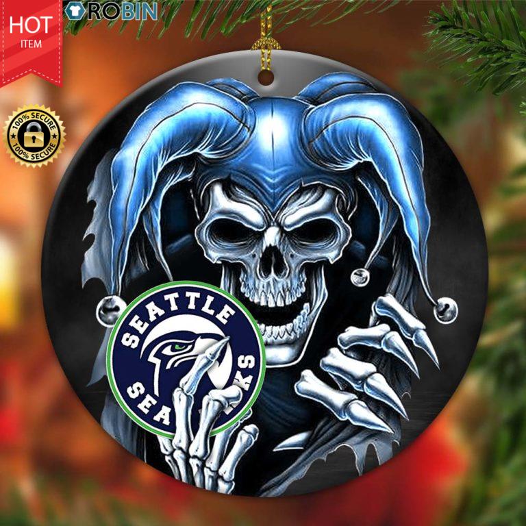 Seattle Seahawks Ornament NFL Skull Joker