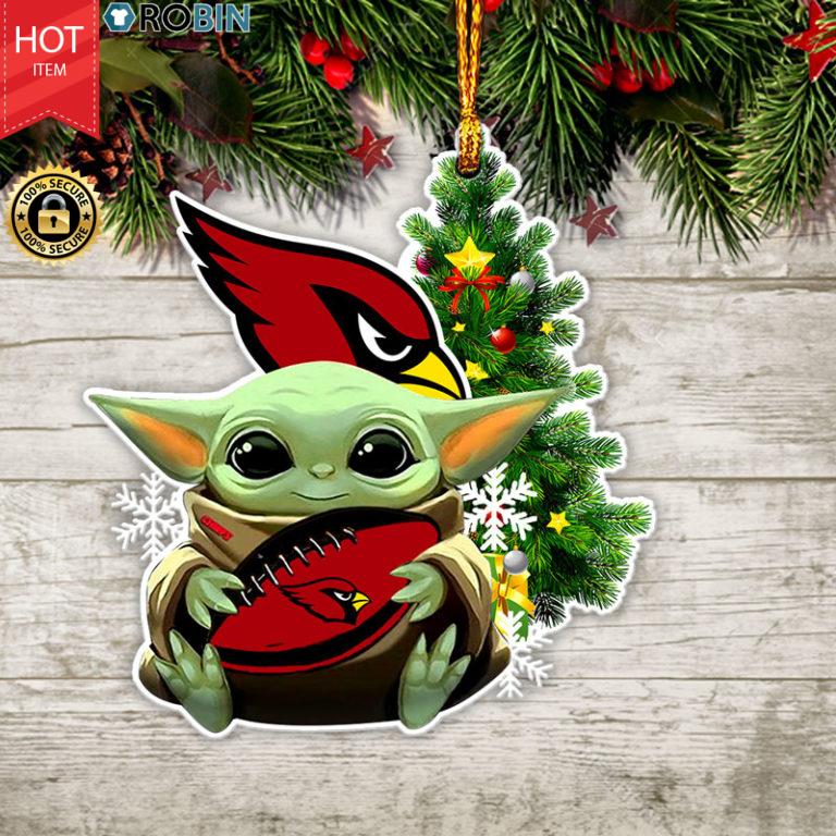 Baby Yoda Hug Arizona Cardinals Christmas Tree Ornament