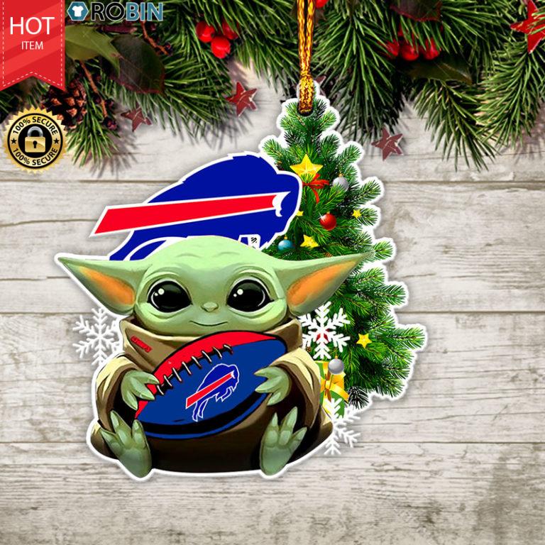 Baby Yoda Hug Buffalo Bills Christmas Tree Ornament