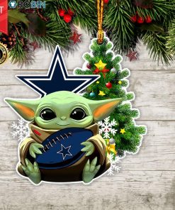 Baby Yoda Hug Dallas Cowboy Christmas Tree Ornament