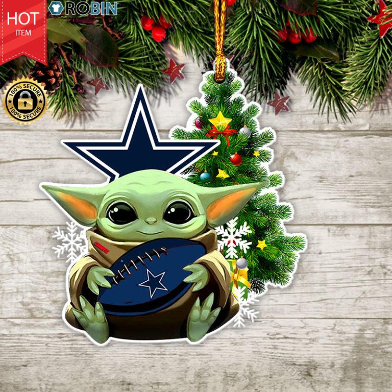 Baby Yoda Hug Dallas Cowboy Christmas Tree Ornament
