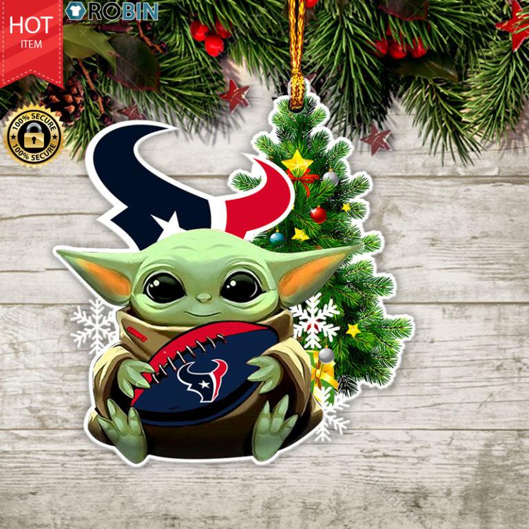 Baby Yoda Hug Houston Texans Christmas Tree Ornament