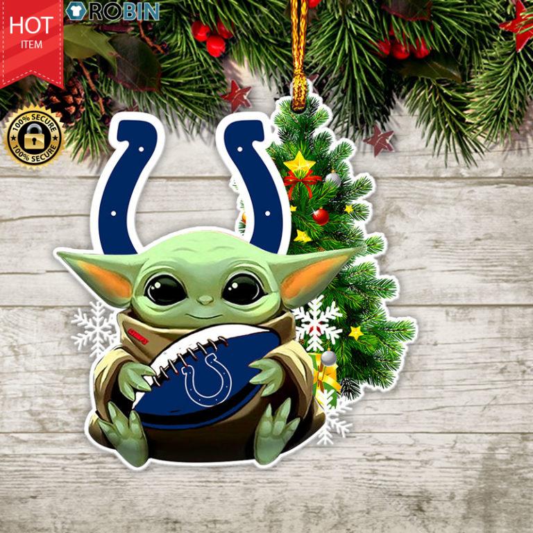 Baby Yoda Hug Indianapolis Colts Christmas Tree Ornament