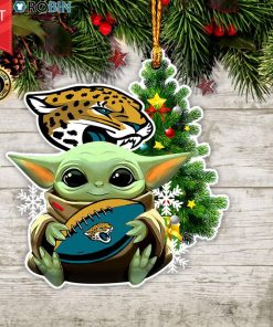Baby Yoda Hug Jacksonville Jaguars Christmas Tree Ornament