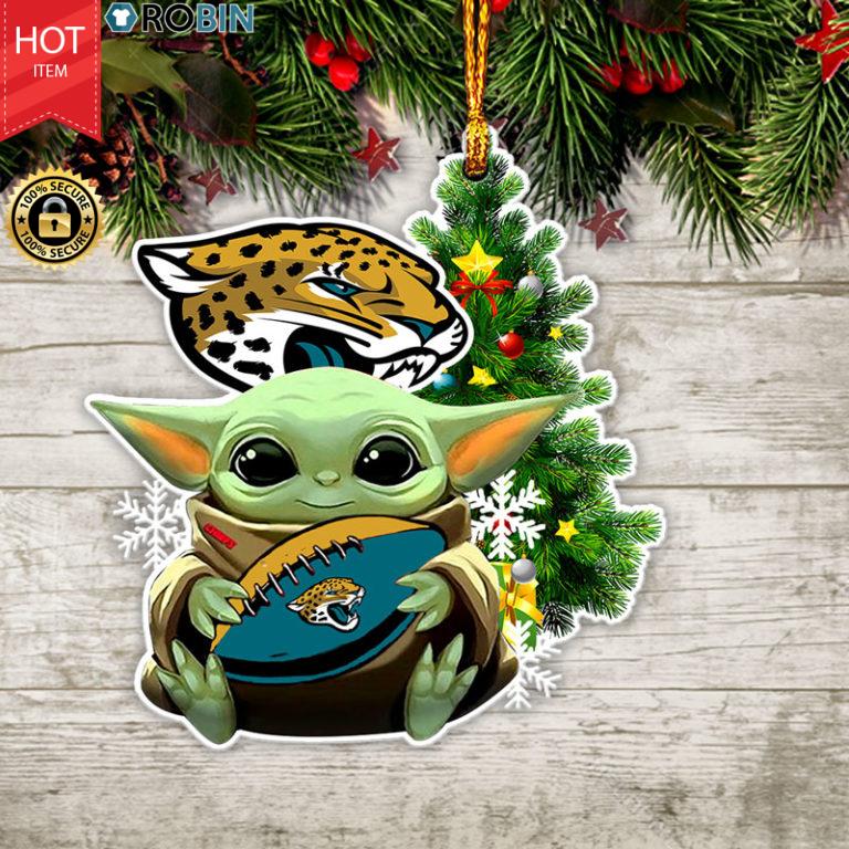 Baby Yoda Hug Jacksonville Jaguars Christmas Tree Ornament