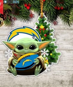 Baby Yoda Hug Los Angeles Chargers Christmas Tree Ornament Baby Yoda Hug Los Angeles Chargers Christmas Tree Ornament