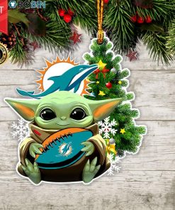 Baby Yoda Hug Miami Dolphins Christmas Tree Ornament Baby Yoda Hug Miami Dolphins Christmas Tree Ornament