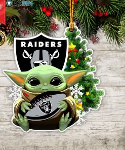 Baby Yoda Hug Oakland Raiders Christmas Tree Ornament Baby Yoda Hug Oakland Raiders Christmas Tree Ornament