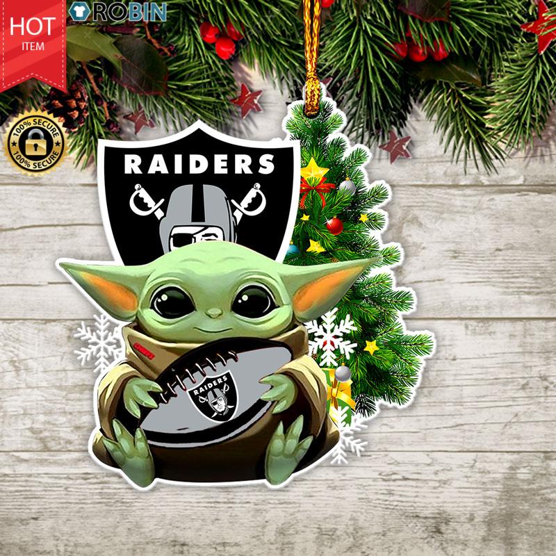 NFL Las Vegas Raiders And Baby Yoda Christmas Ornament 2023 Christmas Tree  Decorations - teejeep