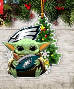 Baby Yoda Hug Philadelphia Eagles Christmas Tree Ornament Baby Yoda Hug Philadelphia Eagles Christmas Tree Ornament
