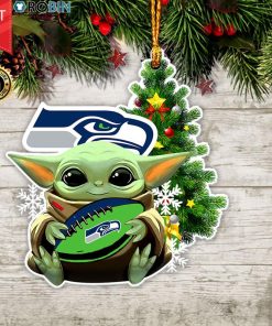 Baby Yoda Hug Seattle Seahawks Christmas Tree Ornament Baby Yoda Hug Seattle Seahawks Christmas Tree Ornament