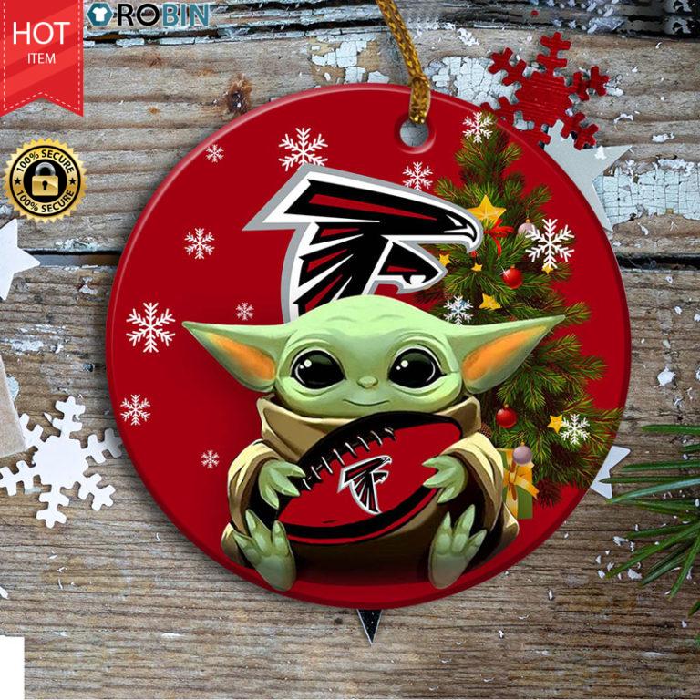 Atlanta Falcons Baby Yoda Ceramic Ornament