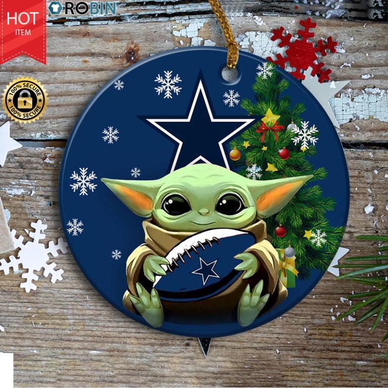 Dallas Cowboy Baby Yoda Ceramic Ornament