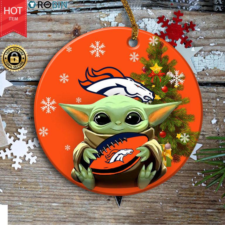 Denver Broncos Baby Yoda Ceramic Ornament