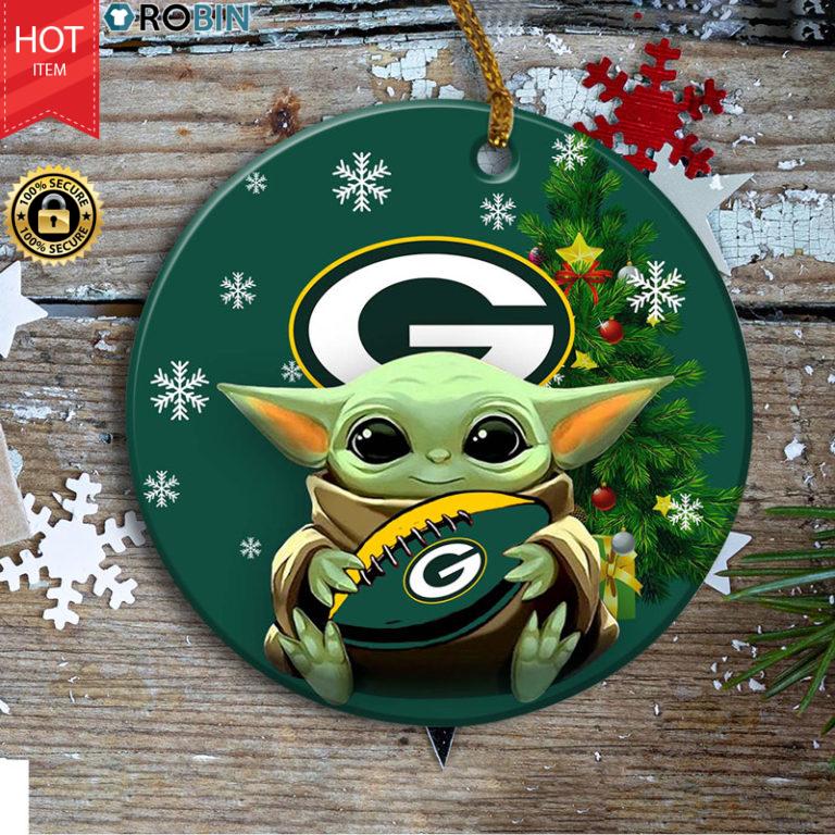 Green Bay Packers Baby Yoda Ceramic Ornament