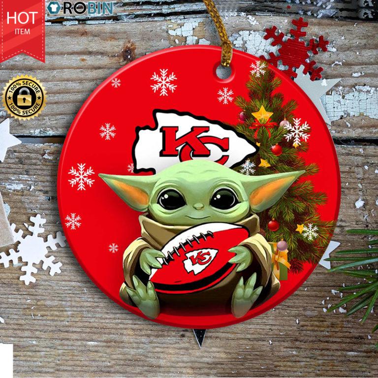 Kansas City Chiefs Baby Yoda Ceramic Ornament