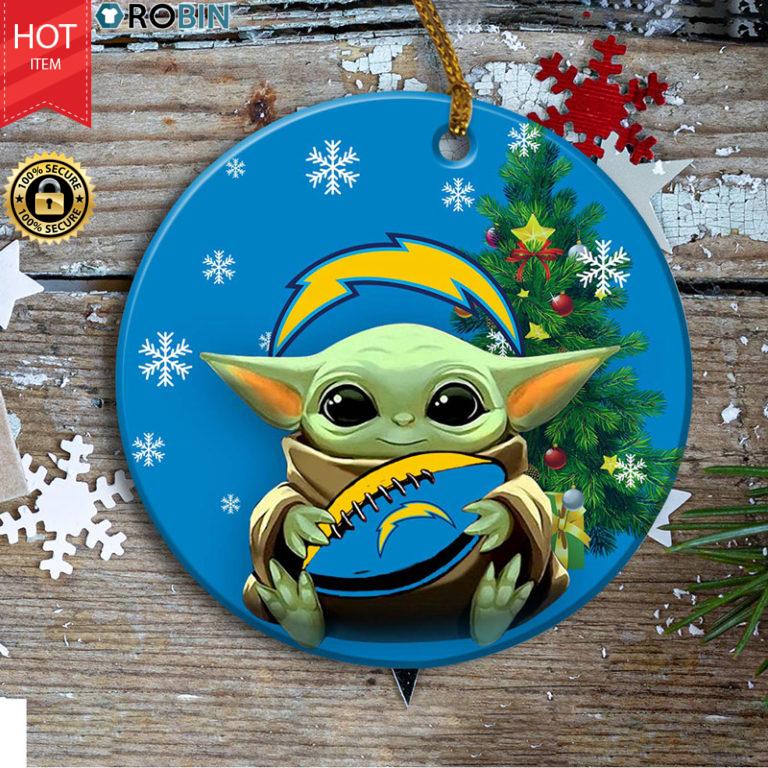 Los Angeles Chargers Baby Yoda Ceramic Ornament