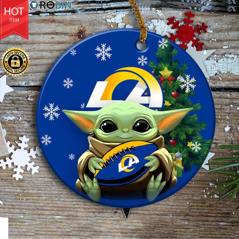 Los Angeles Rams Baby Yoda Ceramic Ornament