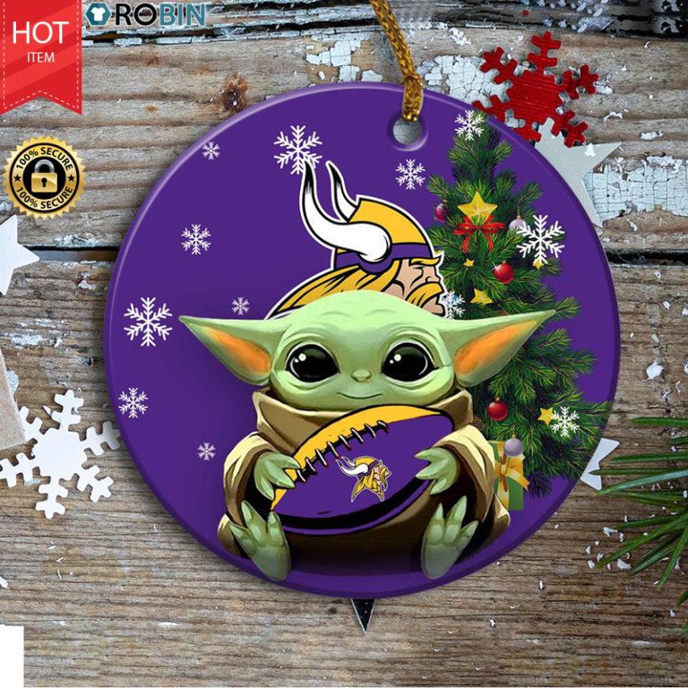 Minnesota Vikings Baby Yoda Ceramic Ornament