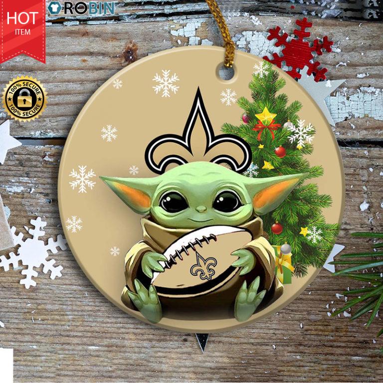 New Orleans Saints Baby Yoda Ceramic Ornament