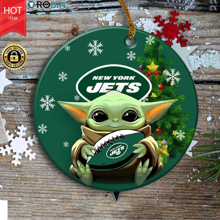 New York Jets Baby Yoda Ceramic Ornament