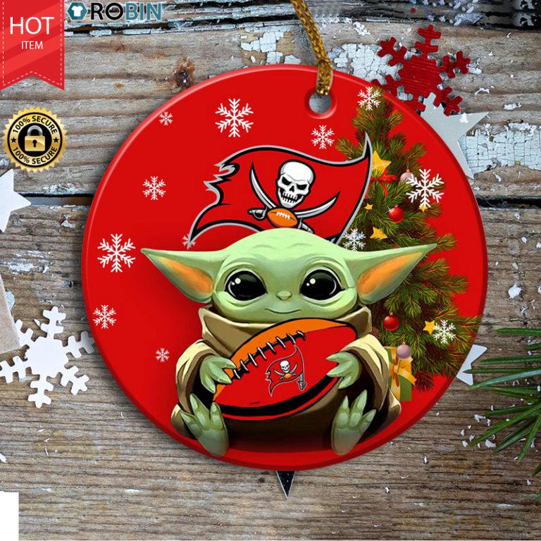 Tampa Bay Buccaneers Flag Baby Yoda Ceramic Ornament