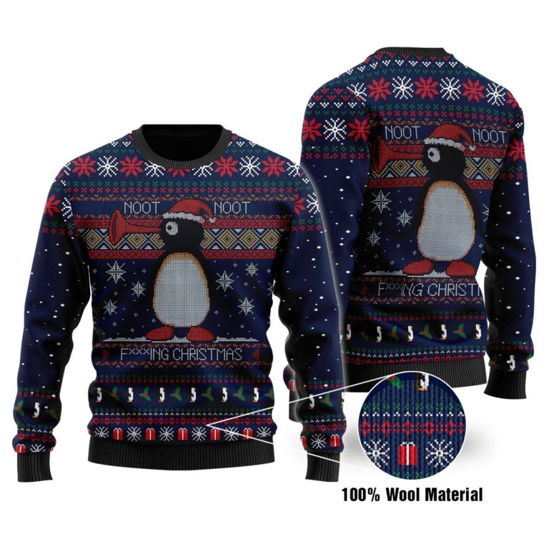 Happy Penguin 3D Printed 100% Wool Material Christmas Sweater