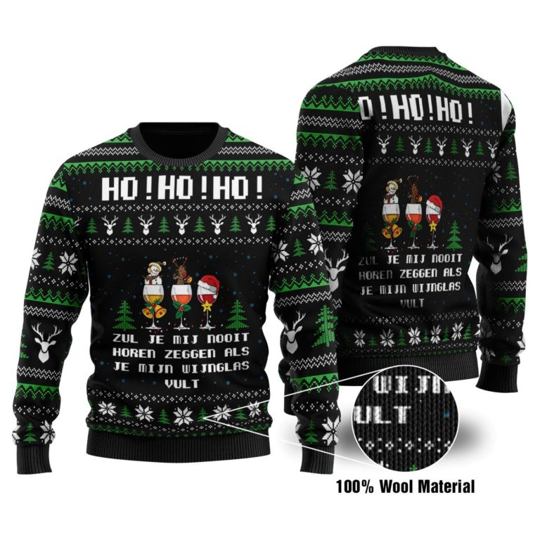 Ho Ho Ho 3D Printed 100% Wool Material Christmas Sweater