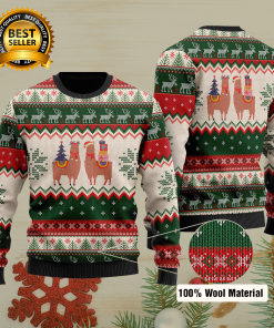 Llama Christmas Full Printed Christmas Wool Sweater