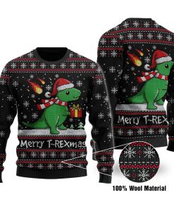 Merry T-Rexmas Full Printed Christmas Wool Sweater Merry T-Rexmas Full Printed Christmas Wool Sweater